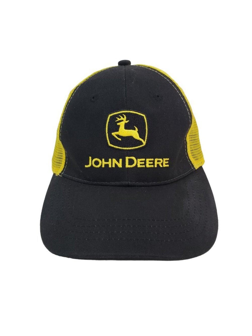 John Deere Moline Mesh Trucker Snapback Hat Cap Yellow Black